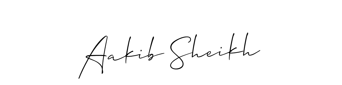 How to make Aakib Sheikh name signature. Use Allison_Script style for creating short signs online. This is the latest handwritten sign. Aakib Sheikh signature style 2 images and pictures png
