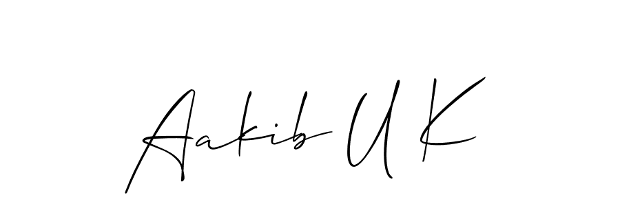 How to Draw Aakib U K signature style? Allison_Script is a latest design signature styles for name Aakib U K. Aakib U K signature style 2 images and pictures png