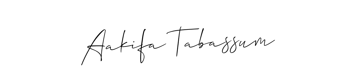 It looks lik you need a new signature style for name Aakifa Tabassum. Design unique handwritten (Allison_Script) signature with our free signature maker in just a few clicks. Aakifa Tabassum signature style 2 images and pictures png