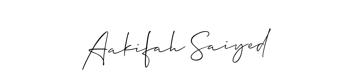 How to make Aakifah Saiyed signature? Allison_Script is a professional autograph style. Create handwritten signature for Aakifah Saiyed name. Aakifah Saiyed signature style 2 images and pictures png
