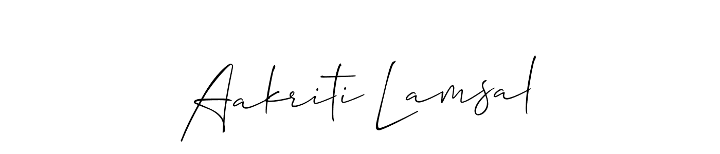 Also You can easily find your signature by using the search form. We will create Aakriti Lamsal name handwritten signature images for you free of cost using Allison_Script sign style. Aakriti Lamsal signature style 2 images and pictures png
