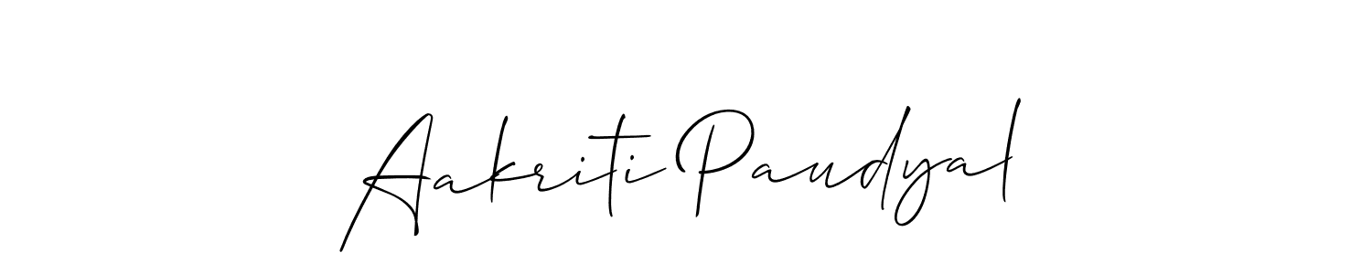 Use a signature maker to create a handwritten signature online. With this signature software, you can design (Allison_Script) your own signature for name Aakriti Paudyal. Aakriti Paudyal signature style 2 images and pictures png