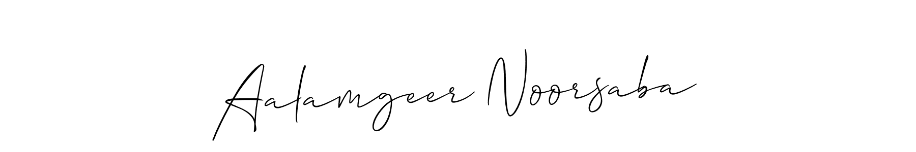 The best way (Allison_Script) to make a short signature is to pick only two or three words in your name. The name Aalamgeer Noorsaba include a total of six letters. For converting this name. Aalamgeer Noorsaba signature style 2 images and pictures png