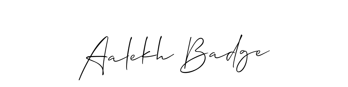 How to make Aalekh Badge signature? Allison_Script is a professional autograph style. Create handwritten signature for Aalekh Badge name. Aalekh Badge signature style 2 images and pictures png