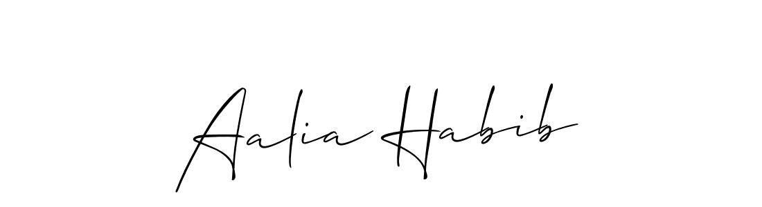 Create a beautiful signature design for name Aalia Habib. With this signature (Allison_Script) fonts, you can make a handwritten signature for free. Aalia Habib signature style 2 images and pictures png