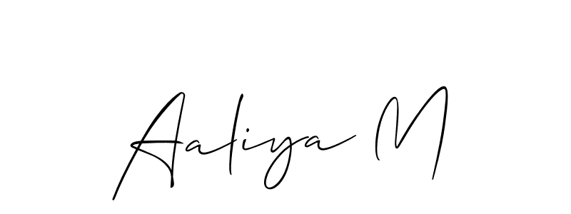 Make a beautiful signature design for name Aaliya M. With this signature (Allison_Script) style, you can create a handwritten signature for free. Aaliya M signature style 2 images and pictures png