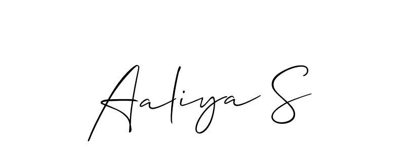 Design your own signature with our free online signature maker. With this signature software, you can create a handwritten (Allison_Script) signature for name Aaliya S. Aaliya S signature style 2 images and pictures png