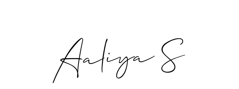 Design your own signature with our free online signature maker. With this signature software, you can create a handwritten (Allison_Script) signature for name Aaliya S. Aaliya S signature style 2 images and pictures png