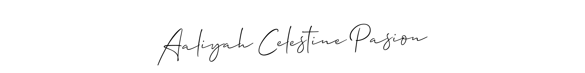 How to make Aaliyah Celestine Pasion name signature. Use Allison_Script style for creating short signs online. This is the latest handwritten sign. Aaliyah Celestine Pasion signature style 2 images and pictures png