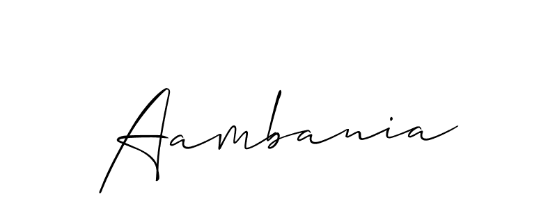 Use a signature maker to create a handwritten signature online. With this signature software, you can design (Allison_Script) your own signature for name Aambania. Aambania signature style 2 images and pictures png