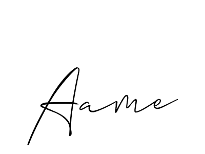 Create a beautiful signature design for name Aame. With this signature (Allison_Script) fonts, you can make a handwritten signature for free. Aame signature style 2 images and pictures png