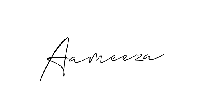 Use a signature maker to create a handwritten signature online. With this signature software, you can design (Allison_Script) your own signature for name Aameeza. Aameeza signature style 2 images and pictures png