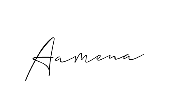 Create a beautiful signature design for name Aamena. With this signature (Allison_Script) fonts, you can make a handwritten signature for free. Aamena signature style 2 images and pictures png