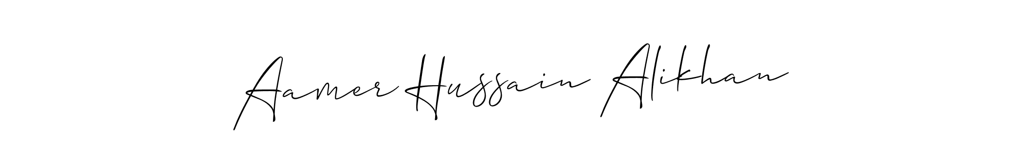 Also You can easily find your signature by using the search form. We will create Aamer Hussain Alikhan name handwritten signature images for you free of cost using Allison_Script sign style. Aamer Hussain Alikhan signature style 2 images and pictures png