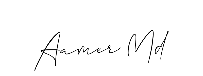 The best way (Allison_Script) to make a short signature is to pick only two or three words in your name. The name Aamer Md include a total of six letters. For converting this name. Aamer Md signature style 2 images and pictures png
