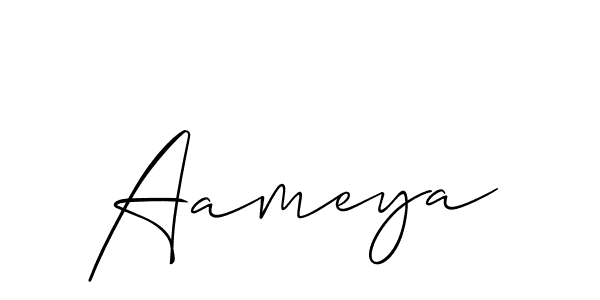 Use a signature maker to create a handwritten signature online. With this signature software, you can design (Allison_Script) your own signature for name Aameya. Aameya signature style 2 images and pictures png