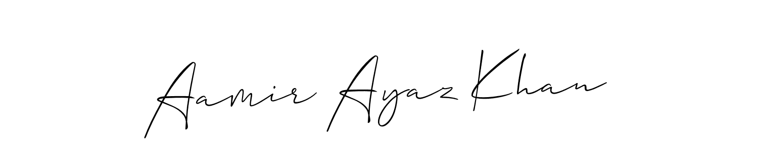 Also You can easily find your signature by using the search form. We will create Aamir Ayaz Khan name handwritten signature images for you free of cost using Allison_Script sign style. Aamir Ayaz Khan signature style 2 images and pictures png