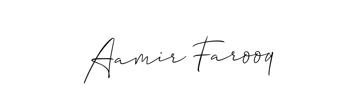 Create a beautiful signature design for name Aamir Farooq. With this signature (Allison_Script) fonts, you can make a handwritten signature for free. Aamir Farooq signature style 2 images and pictures png