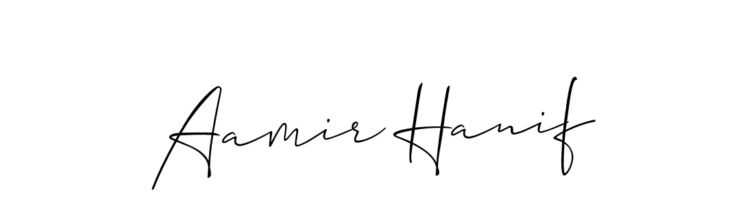 Aamir Hanif stylish signature style. Best Handwritten Sign (Allison_Script) for my name. Handwritten Signature Collection Ideas for my name Aamir Hanif. Aamir Hanif signature style 2 images and pictures png