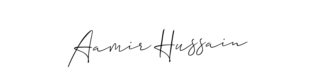 Make a beautiful signature design for name Aamir Hussain. With this signature (Allison_Script) style, you can create a handwritten signature for free. Aamir Hussain signature style 2 images and pictures png