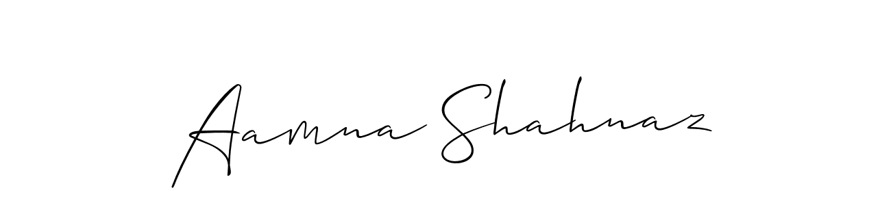 Make a beautiful signature design for name Aamna Shahnaz. With this signature (Allison_Script) style, you can create a handwritten signature for free. Aamna Shahnaz signature style 2 images and pictures png