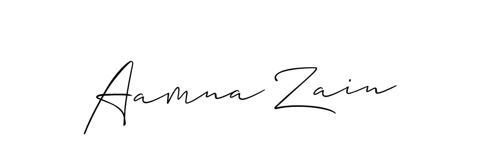 Make a beautiful signature design for name Aamna Zain. With this signature (Allison_Script) style, you can create a handwritten signature for free. Aamna Zain signature style 2 images and pictures png