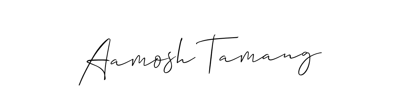 Aamosh Tamang stylish signature style. Best Handwritten Sign (Allison_Script) for my name. Handwritten Signature Collection Ideas for my name Aamosh Tamang. Aamosh Tamang signature style 2 images and pictures png