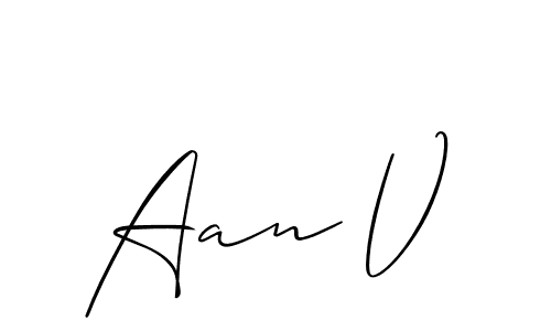 The best way (Allison_Script) to make a short signature is to pick only two or three words in your name. The name Aan V include a total of six letters. For converting this name. Aan V signature style 2 images and pictures png