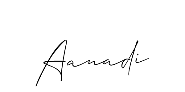 Design your own signature with our free online signature maker. With this signature software, you can create a handwritten (Allison_Script) signature for name Aanadi. Aanadi signature style 2 images and pictures png