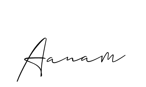 Make a beautiful signature design for name Aanam. With this signature (Allison_Script) style, you can create a handwritten signature for free. Aanam signature style 2 images and pictures png