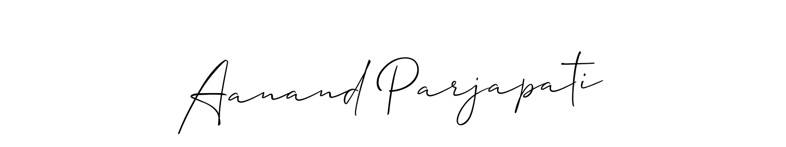 How to make Aanand Parjapati name signature. Use Allison_Script style for creating short signs online. This is the latest handwritten sign. Aanand Parjapati signature style 2 images and pictures png