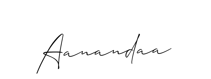Use a signature maker to create a handwritten signature online. With this signature software, you can design (Allison_Script) your own signature for name Aanandaa. Aanandaa signature style 2 images and pictures png
