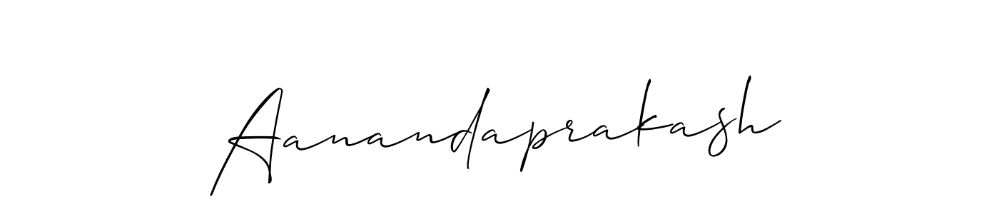 Use a signature maker to create a handwritten signature online. With this signature software, you can design (Allison_Script) your own signature for name Aanandaprakash. Aanandaprakash signature style 2 images and pictures png
