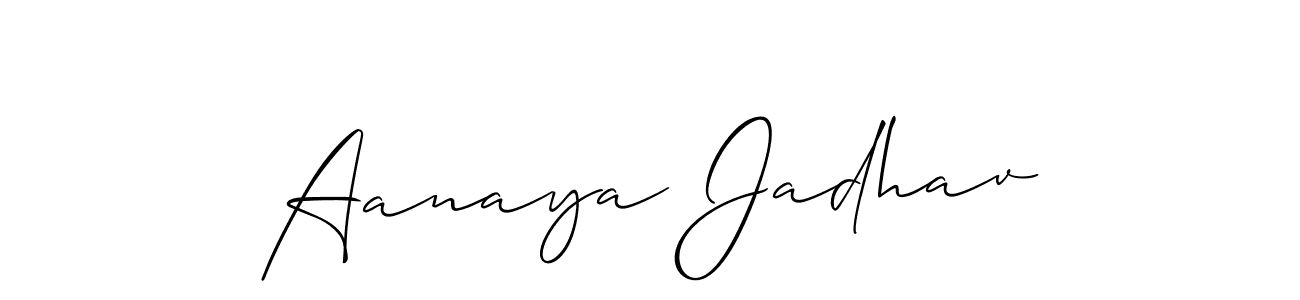 Also You can easily find your signature by using the search form. We will create Aanaya Jadhav name handwritten signature images for you free of cost using Allison_Script sign style. Aanaya Jadhav signature style 2 images and pictures png