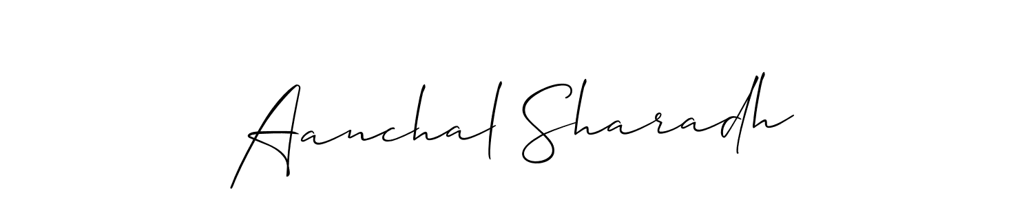 The best way (Allison_Script) to make a short signature is to pick only two or three words in your name. The name Aanchal Sharadh include a total of six letters. For converting this name. Aanchal Sharadh signature style 2 images and pictures png