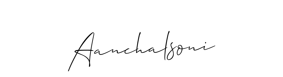 Design your own signature with our free online signature maker. With this signature software, you can create a handwritten (Allison_Script) signature for name Aanchalsoni. Aanchalsoni signature style 2 images and pictures png