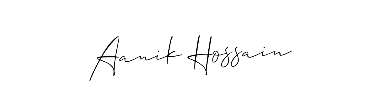 Allison_Script is a professional signature style that is perfect for those who want to add a touch of class to their signature. It is also a great choice for those who want to make their signature more unique. Get Aanik Hossain name to fancy signature for free. Aanik Hossain signature style 2 images and pictures png