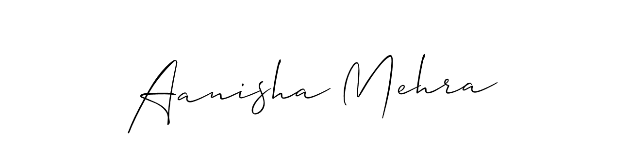 It looks lik you need a new signature style for name Aanisha Mehra. Design unique handwritten (Allison_Script) signature with our free signature maker in just a few clicks. Aanisha Mehra signature style 2 images and pictures png