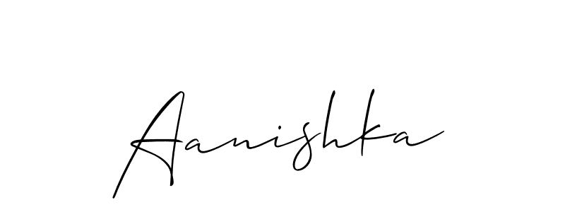 How to make Aanishka name signature. Use Allison_Script style for creating short signs online. This is the latest handwritten sign. Aanishka signature style 2 images and pictures png