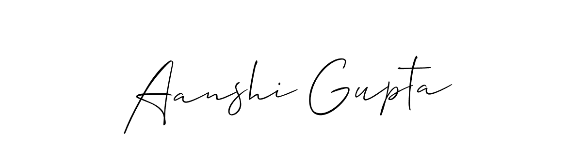 Allison_Script is a professional signature style that is perfect for those who want to add a touch of class to their signature. It is also a great choice for those who want to make their signature more unique. Get Aanshi Gupta name to fancy signature for free. Aanshi Gupta signature style 2 images and pictures png