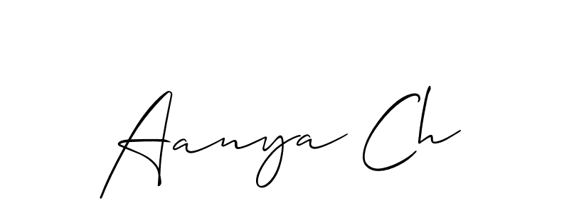 Use a signature maker to create a handwritten signature online. With this signature software, you can design (Allison_Script) your own signature for name Aanya Ch. Aanya Ch signature style 2 images and pictures png