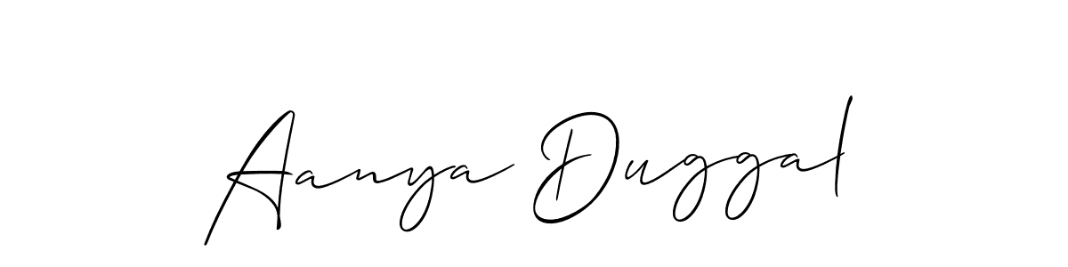 Similarly Allison_Script is the best handwritten signature design. Signature creator online .You can use it as an online autograph creator for name Aanya Duggal. Aanya Duggal signature style 2 images and pictures png