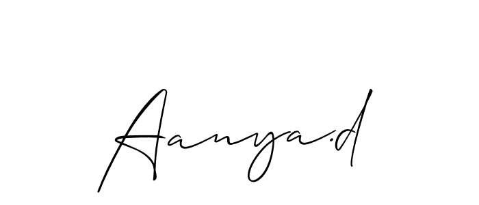 Allison_Script is a professional signature style that is perfect for those who want to add a touch of class to their signature. It is also a great choice for those who want to make their signature more unique. Get Aanya.d name to fancy signature for free. Aanya.d signature style 2 images and pictures png