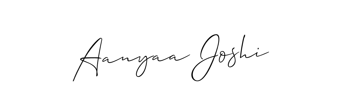 Allison_Script is a professional signature style that is perfect for those who want to add a touch of class to their signature. It is also a great choice for those who want to make their signature more unique. Get Aanyaa Joshi name to fancy signature for free. Aanyaa Joshi signature style 2 images and pictures png