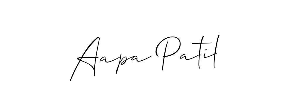 The best way (Allison_Script) to make a short signature is to pick only two or three words in your name. The name Aapa Patil include a total of six letters. For converting this name. Aapa Patil signature style 2 images and pictures png