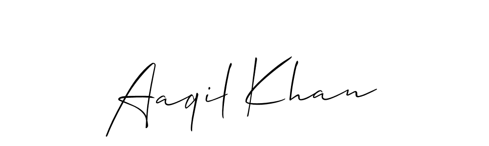 The best way (Allison_Script) to make a short signature is to pick only two or three words in your name. The name Aaqil Khan include a total of six letters. For converting this name. Aaqil Khan signature style 2 images and pictures png