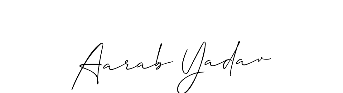 Use a signature maker to create a handwritten signature online. With this signature software, you can design (Allison_Script) your own signature for name Aarab Yadav. Aarab Yadav signature style 2 images and pictures png
