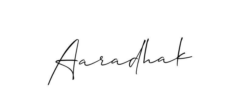 Make a beautiful signature design for name Aaradhak. With this signature (Allison_Script) style, you can create a handwritten signature for free. Aaradhak signature style 2 images and pictures png