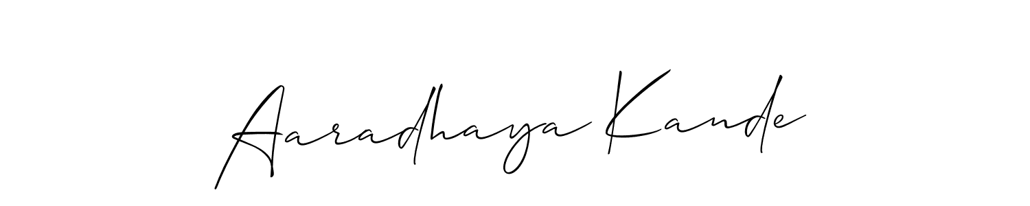 How to make Aaradhaya Kande name signature. Use Allison_Script style for creating short signs online. This is the latest handwritten sign. Aaradhaya Kande signature style 2 images and pictures png