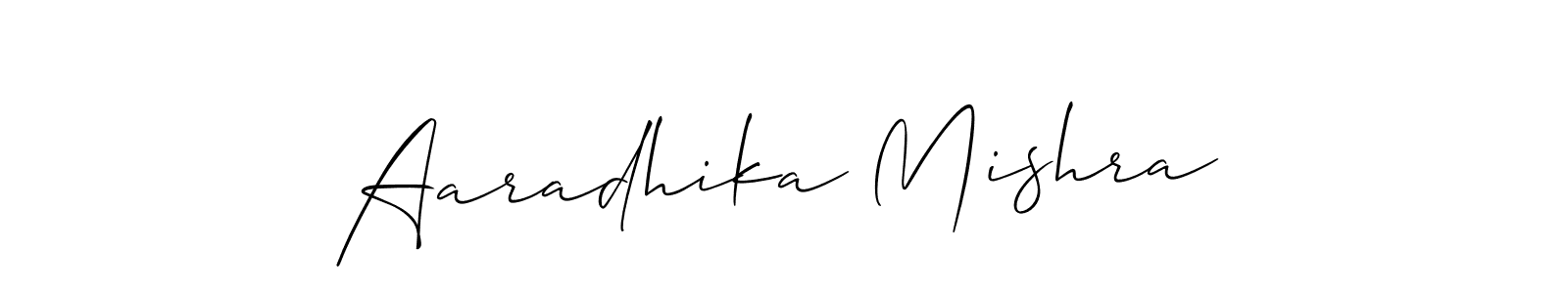 Allison_Script is a professional signature style that is perfect for those who want to add a touch of class to their signature. It is also a great choice for those who want to make their signature more unique. Get Aaradhika Mishra name to fancy signature for free. Aaradhika Mishra signature style 2 images and pictures png